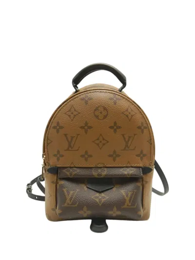 Pre-owned Louis Vuitton 2020 Monogram Reverse Mini Palm Springs Backpack In Brown