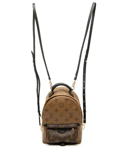 Pre-owned Louis Vuitton 2020 Monogram Reverse Mini Palm Springs Backpack In Brown