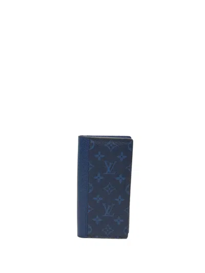 Pre-owned Louis Vuitton 2020 Monogram Taigarama Brazza Bifold Wallet Long Wallets In Blue