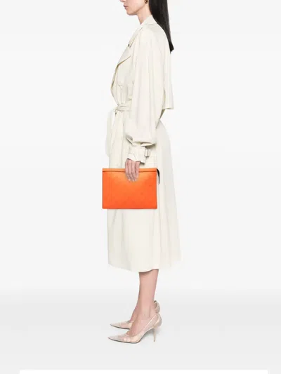 Pre-owned Louis Vuitton 2020 Monogram Taigarama Pochette Voyage Mm Clutch Bag In Orange