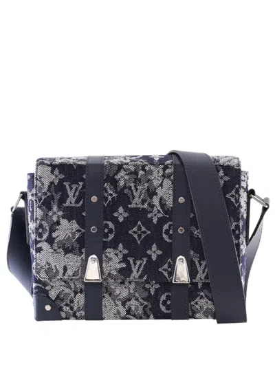 Pre-owned Louis Vuitton 2020 Monogram Tapestry Trunk Messenger Crossbody Bag In Blue