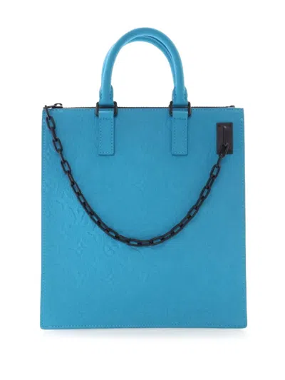 Pre-owned Louis Vuitton 2020 Monogram Taurillon Sac Plat Satchel In Blue