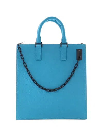 Pre-owned Louis Vuitton 2020 Monogram Taurillon Sac Plat Satchel In Blue