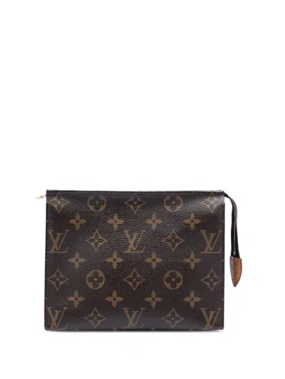 Pre-owned Louis Vuitton 2020 Monogram Toiletry Pouch 19 Clutch Bag In Brown