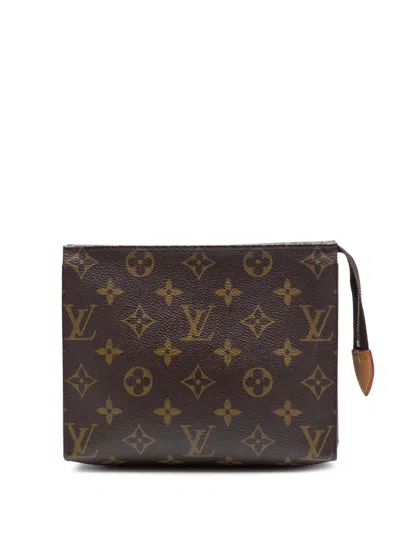 Pre-owned Louis Vuitton 2020 Monogram Toiletry Pouch 19 Clutch Bag In Brown