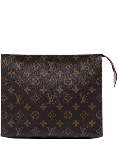 Pre-owned Louis Vuitton 2020 Monogram Toiletry Pouch 26 Clutch Bag In Brown