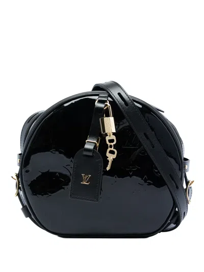 Pre-owned Louis Vuitton 2020 Monogram Vernis Boite Chapeau Souple Mm Crossbody Bag In Black