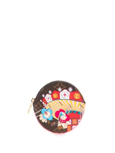 Pre-owned Louis Vuitton 2020 Monogram Vivienne Christmas Animation Swing Ride Round Purse Coin Pouch In Brown