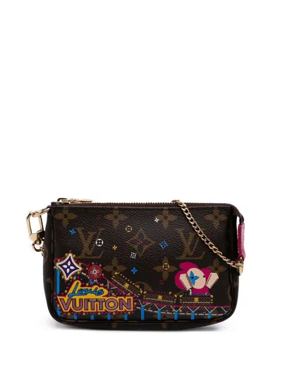 Pre-owned Louis Vuitton 2020 Monogram Vivienne Christmas Roller Coaster Mini Pochette Accessoires Handbag