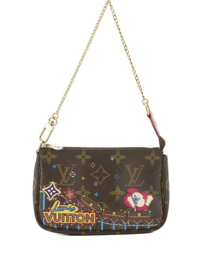 Pre-owned Louis Vuitton 2020 Monogram Vivienne Christmas Roller Coaster Mini Pochette Accessoires Handbag In Brown