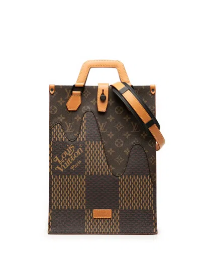 Pre-owned Louis Vuitton 2020 Nigo Giant Damier Ebene Monogram Mini Tote Satchel In Brown