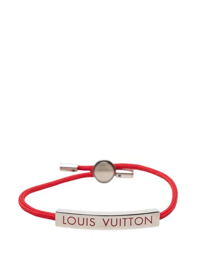 Pre-owned Louis Vuitton 2020 Nylon And Brass Lv Space Bracelet Costume Bracelet In Red