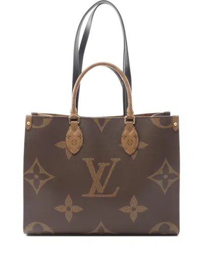 Pre-owned Louis Vuitton 2020 On-the-go Mm Two-way Handbag In Brown