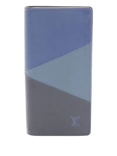 Pre-owned Louis Vuitton 2020 Portefeuille Brother Nm Taiga V Wallet In Blue