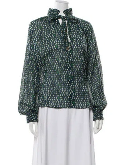 Pre-owned Louis Vuitton 2020 Silk Blouse In Green