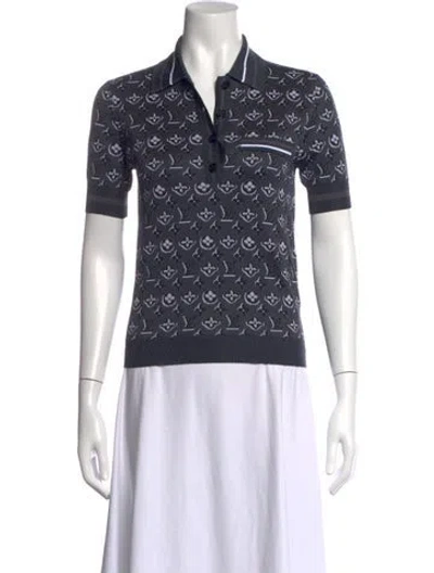 Pre-owned Louis Vuitton 2020 Silk Polo W/ Tags In Black/blue