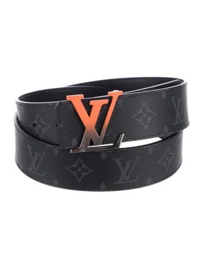 Pre-owned Louis Vuitton 2020 Spray Initiales Reversible 40mm Waist Belt In Black