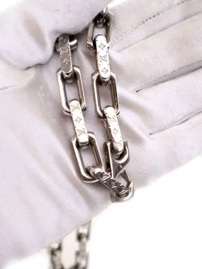 Pre-owned Louis Vuitton 2020 Stainless Steel Monogram Chain Link Necklace Costume Necklace In Silver