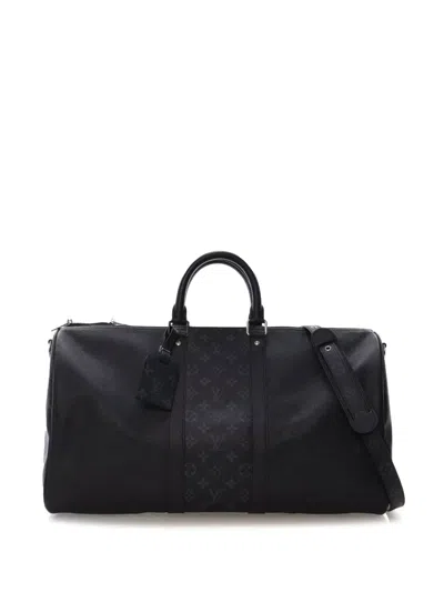 Pre-owned Louis Vuitton 2020 Taigarama Keepall Bandouliere 50 Travel Bag In Black
