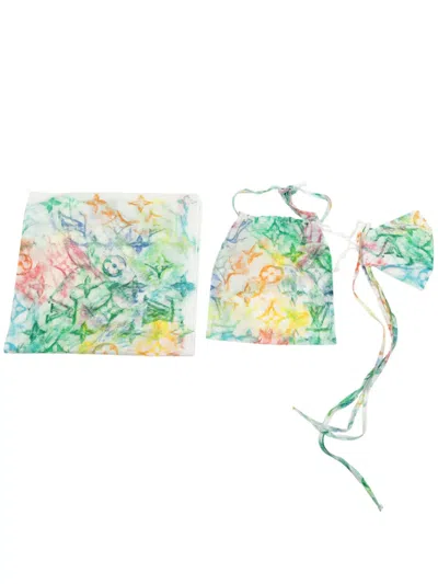Pre-owned Louis Vuitton 2020 Virgil Abloh Monogram Watercolor Bandana And Mask Set Scarves In Multi