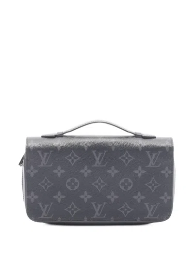 Pre-owned Louis Vuitton 2020 Zippy Xl Monogram Eclipse Wallet In Gray