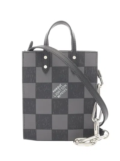Pre-owned Louis Vuitton 2020-2021 Damier Checkerboard Sac Plat Xs Satchel In Black