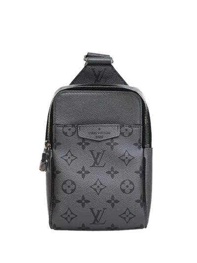 Pre-owned Louis Vuitton 2020-2026 Monogram Eclipse Taigarama Outdoor Sling Bag Crossbody Bag In Gray