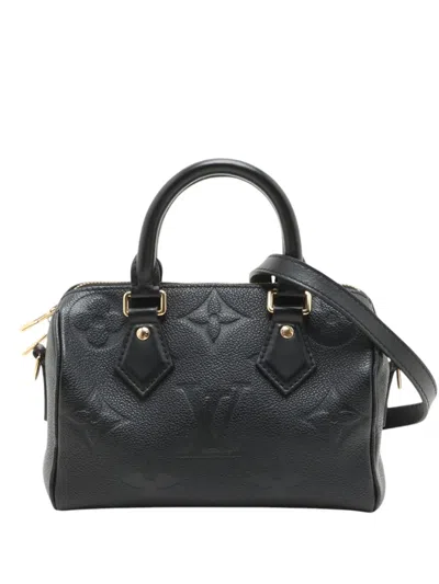 Pre-owned Louis Vuitton 2020-2026 Monogram Giant Empreinte Speedy Bandouliere 20 Satchel In Black