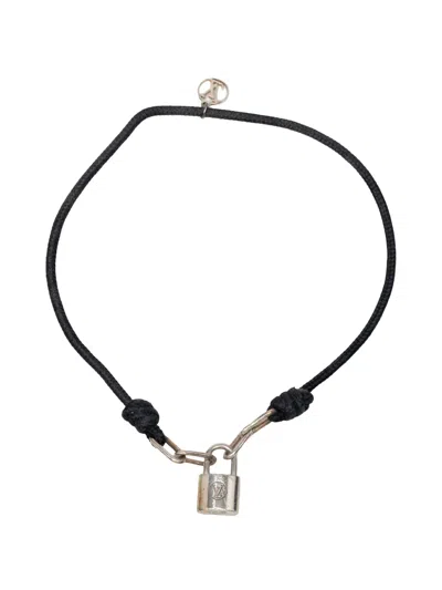 Pre-owned Louis Vuitton 2020-2026 Unicef Sterling Silver And Cord Lockit Bracelet Costume Bracelet In Black