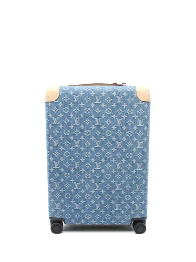 Pre-owned Louis Vuitton 2020s 55 Horizon Monogram Denim Suitcase In Blue