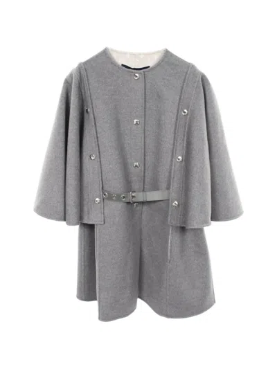 Pre-owned Louis Vuitton 2020s Cape-sleeve Belted Coat In Grey