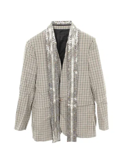 Pre-owned Louis Vuitton 2020s Checked Embellished Blazer In Neutrals