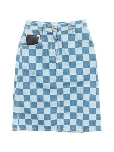 Pre-owned Louis Vuitton 2020s Damier Denim Skirt In Blue