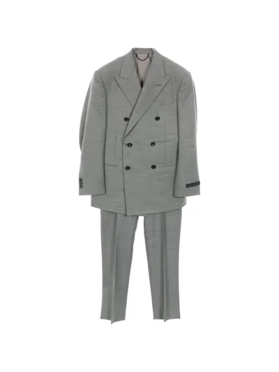 Pre-owned Louis Vuitton 2020s Double-breasted Wool Suit In Gray