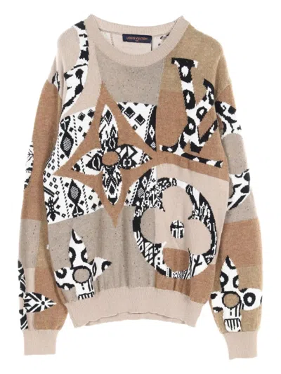 Pre-owned Louis Vuitton 2020s Fair-isle Sweater In Neutrals