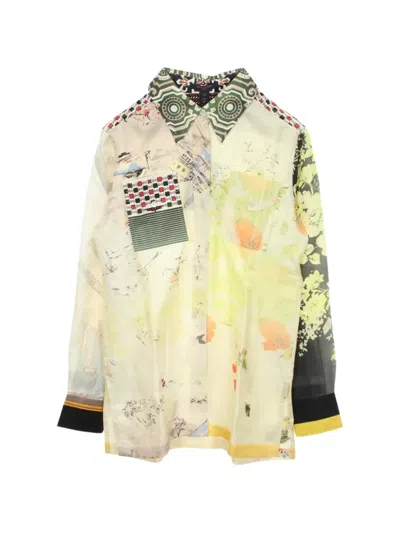 Pre-owned Louis Vuitton 2020s Graphic-print Silk Shirt In Yellow