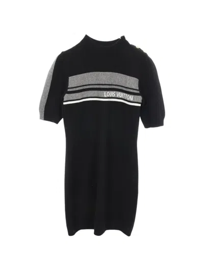 Pre-owned Louis Vuitton 2020s Intarsia Knit Mini Dress In Black
