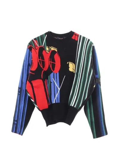 Pre-owned Louis Vuitton 2020s Jacquard & Torsade Knit Sweater In Black