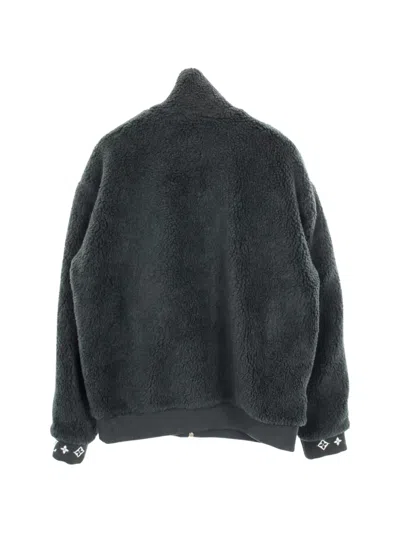 Pre-owned Louis Vuitton 2020s Leather-patch Fleece Jacket In Green