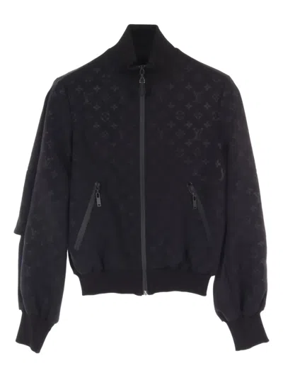 Pre-owned Louis Vuitton 2020s Monogram Eclipse-pattern Jacket In Black