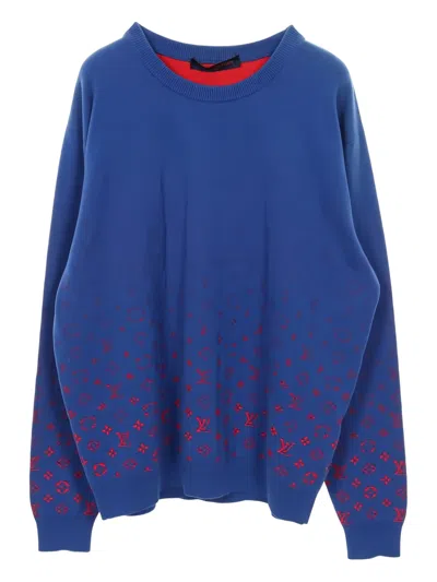 Pre-owned Louis Vuitton 2020s Monogram-gradient Sweater In Blue