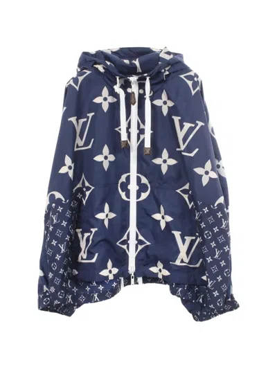 Pre-owned Louis Vuitton 2020s Monogram Hooded Jacket In Blue
