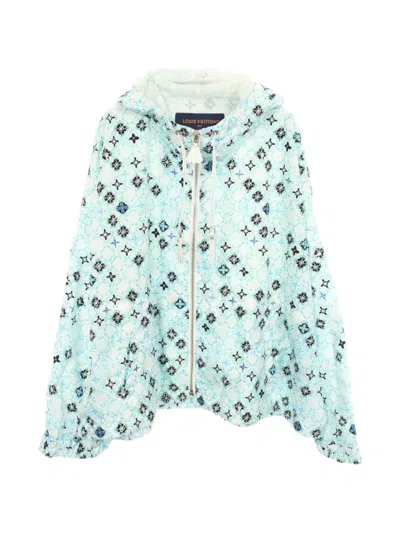 Pre-owned Louis Vuitton 2020s Monogram Hooded Jacket In White