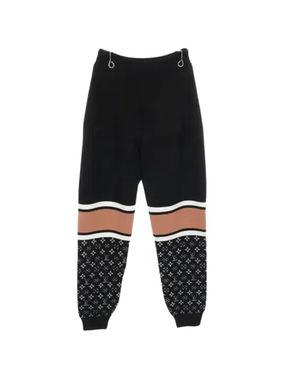Pre-owned Louis Vuitton 2020s Monogram Knit Track Pants In Black