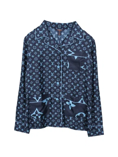Pre-owned Louis Vuitton Escale Monogram Silk Pajama Shirt In Blue