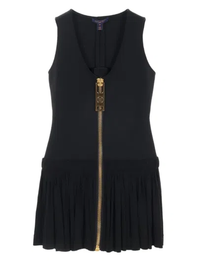Pre-owned Louis Vuitton 2020s Oversize-zip Dress In Black