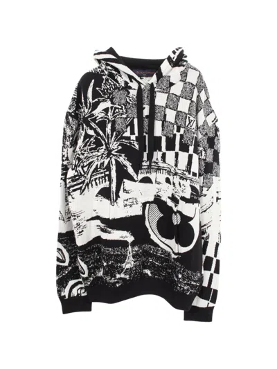 Pre-owned Louis Vuitton 2020s Paris Collage Jacquard Hoodie In Black