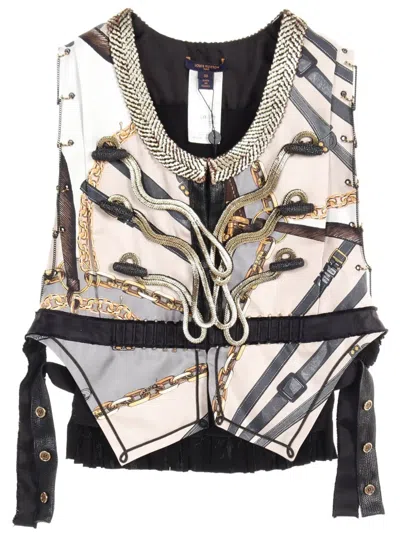Pre-owned Louis Vuitton 2020s Scarf-print Gilet In Neutrals