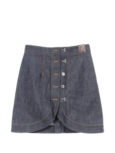 Pre-owned Louis Vuitton 2020s Zip-fastening Midi Skirt In Blue