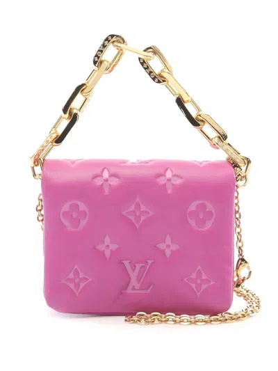 Pre-owned Louis Vuitton 2021-2024 Monogram Embossed Coussin Belt Bag In Purple